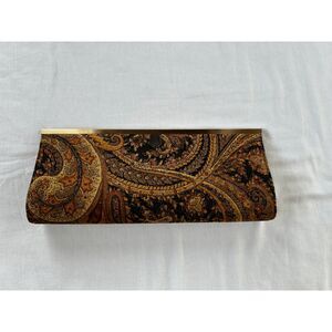 Chinese Laundry Clutch, Medium Size Handbag, Brown, Gold, Glitter, Velvety